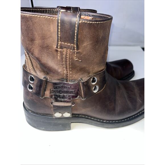VNT Harley Davidson Harness Riding Boots Genuine Leather Square Toe Ankle Sz 9 - Picture 10 of 13